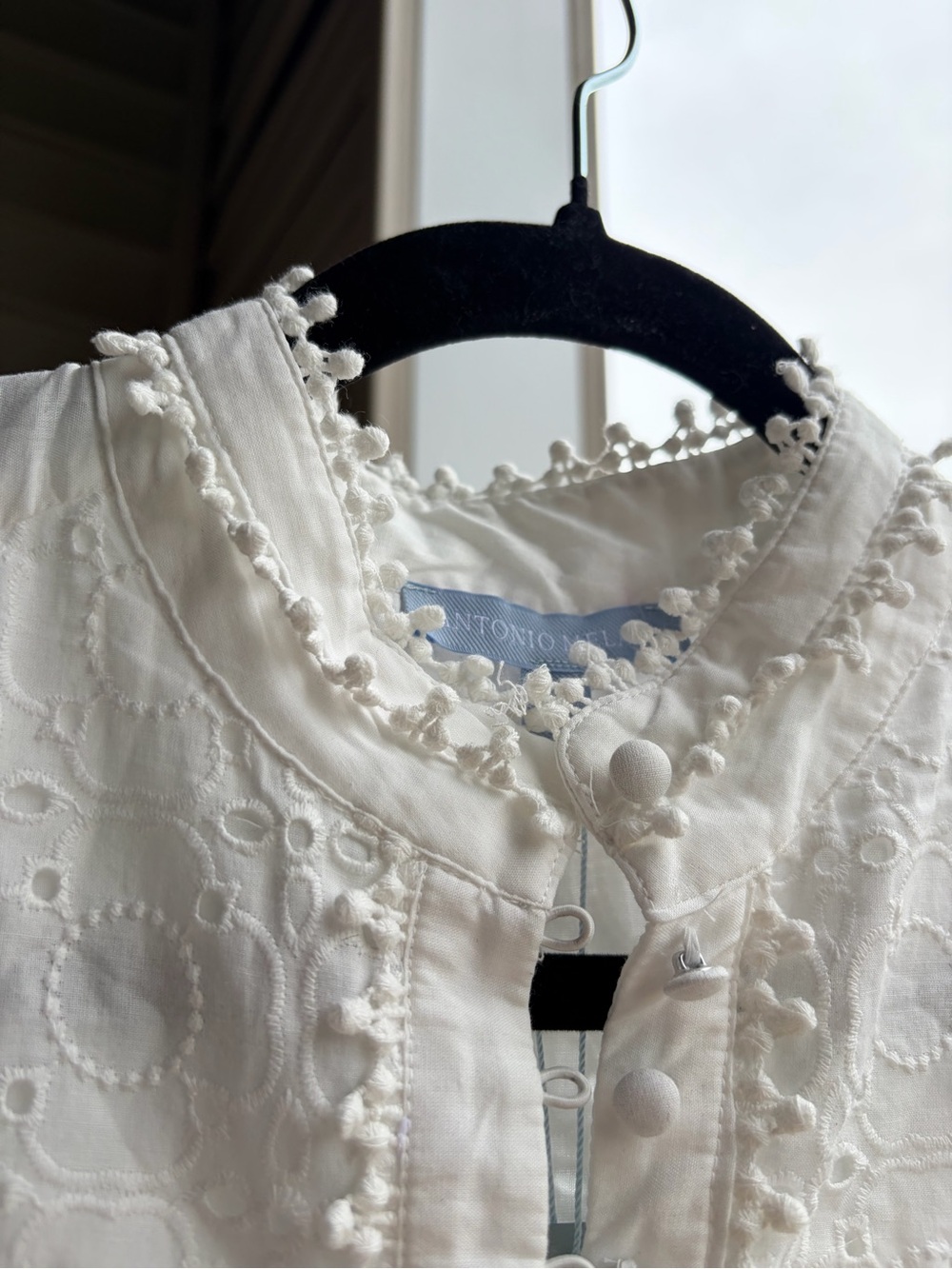 🆕🤍Antonio Melani White Eyelet Lace Dress Size 6 Boho Cottagecore Front Mini - Picture 10 of 17